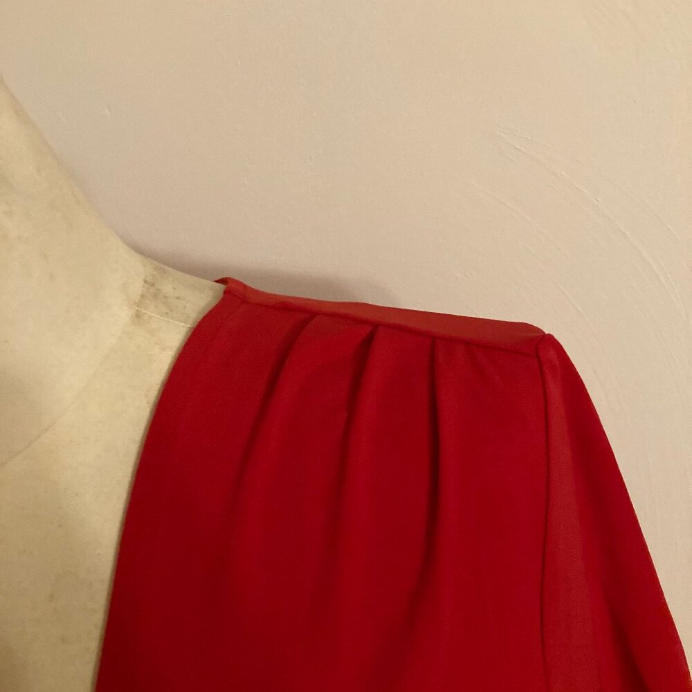 Ruby Red Ruched Dress Bodycon 3/4 Sleeve Valentine Holiday - Picture 9 of 11